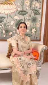 Nita Ambani’s Jamdani sari features Lord Krishna’s motifs&hellip;