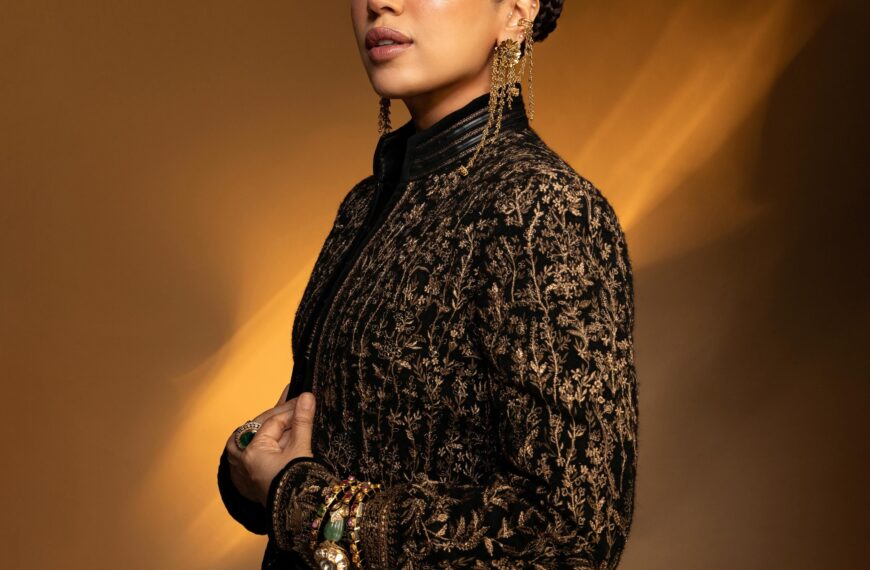 Bhumi Pednekkar wore a Shantnu Nikhil cropped sherwani with a chain-embellished bodysuit