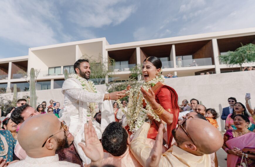 A Tamil-Gujarati wedding in Mexico with two red bridal looks and recipes from the bride’s great-grandmother