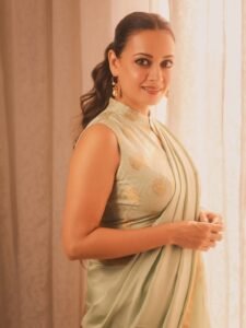 Dia Mirza’s pistachio green silk sari from Raw&hellip;