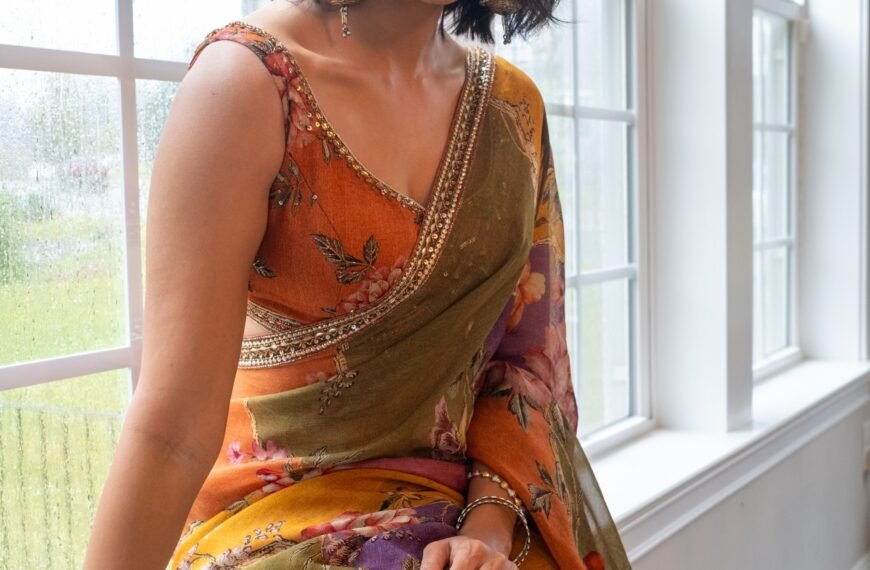 Pooja Hegde makes a case for dopamine dressing in a sari with vintage floral prints