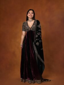 Rashmika Mandanna’s velvet anarkali is embellished with intricate&hellip;